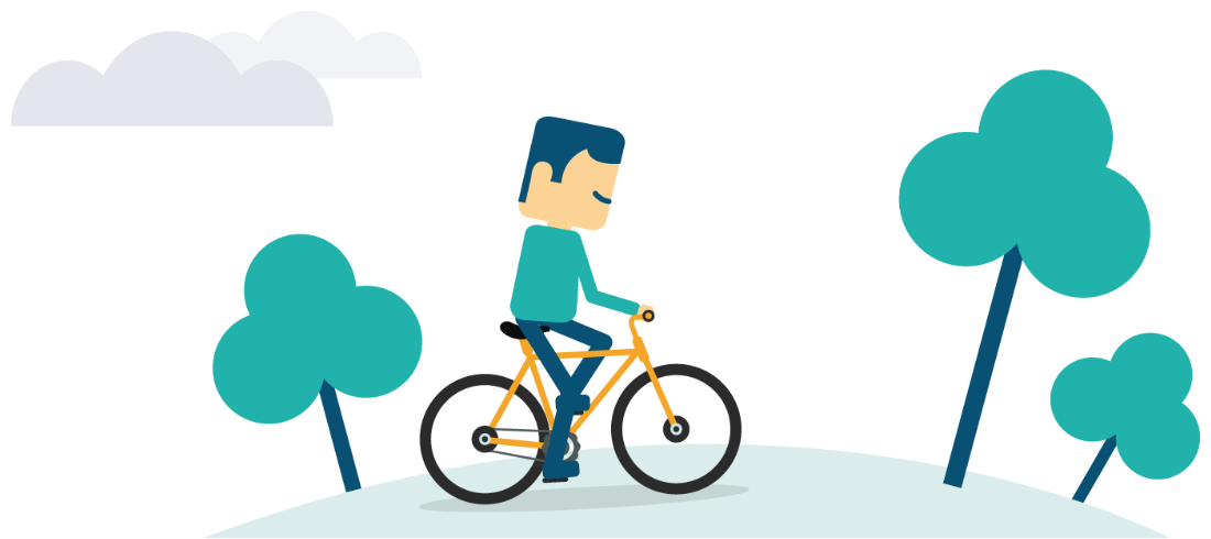 Illustratie man op fiets